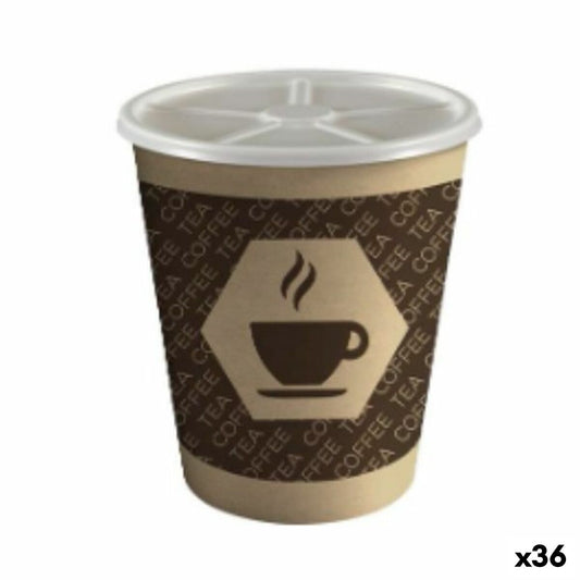 Verre avec Couvercle Algon Carton Produits à usage unique Café 36 Unités (12 Pièces)