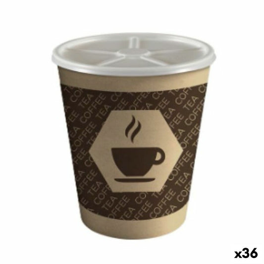 Verre avec Couvercle Algon Carton Produits à usage unique Café 36 Unités (10 Pièces)